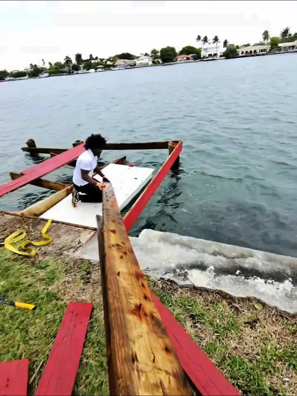 Float and boards at the seawall