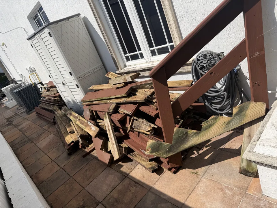 Pile of mixed renovation debris before pickup