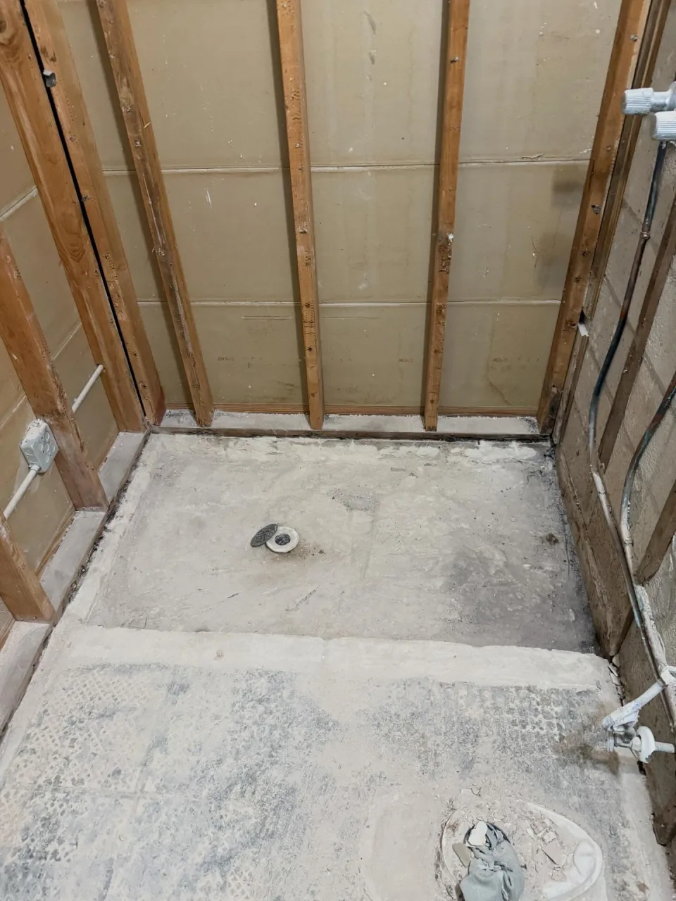 Walls opened to block and studs