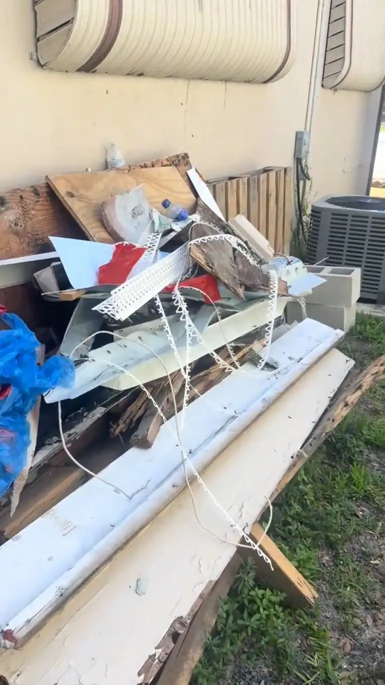 Scrap lumber and trim pile