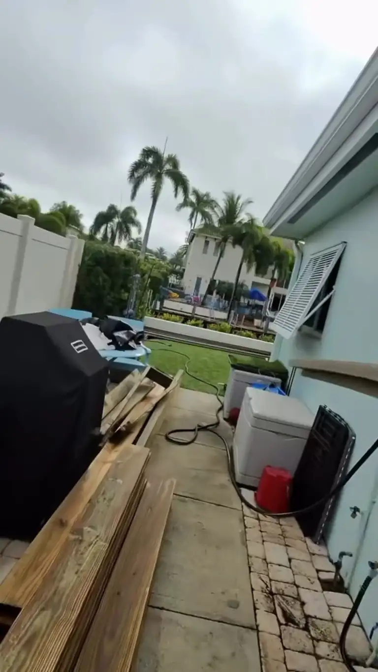 Materials stacked neatly in a garage after delivery