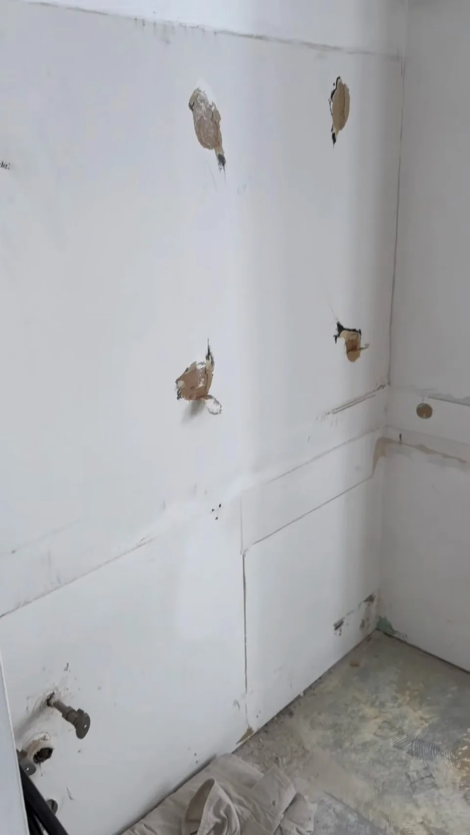 Master bathroom wall after the demo