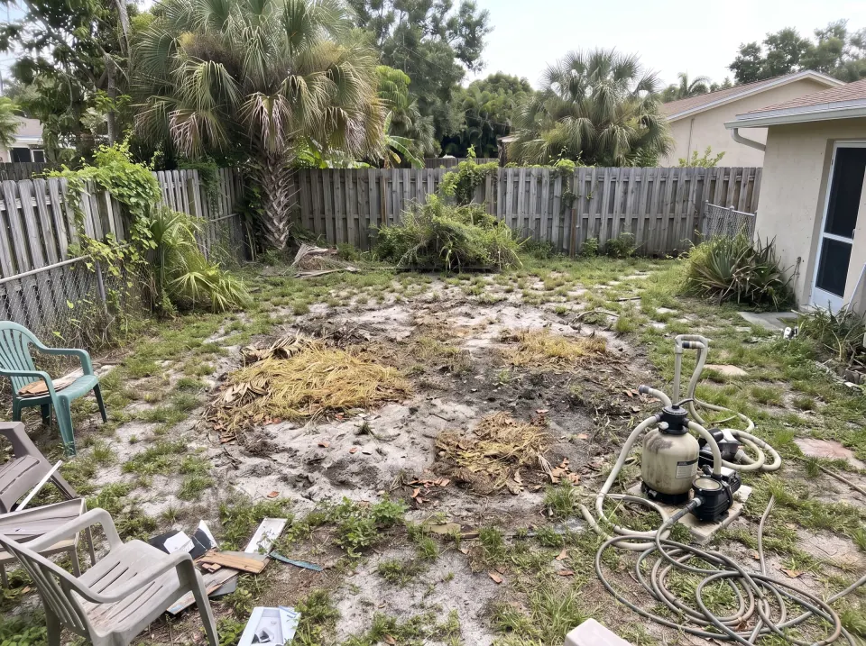 Illustration, after: the pool walls, liner, ladder and frame removed
