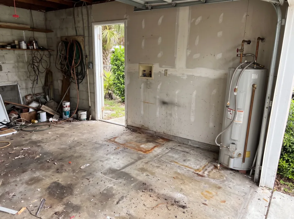 Illustration, after: the refrigerator, washer, dryer and the cardboard box removed