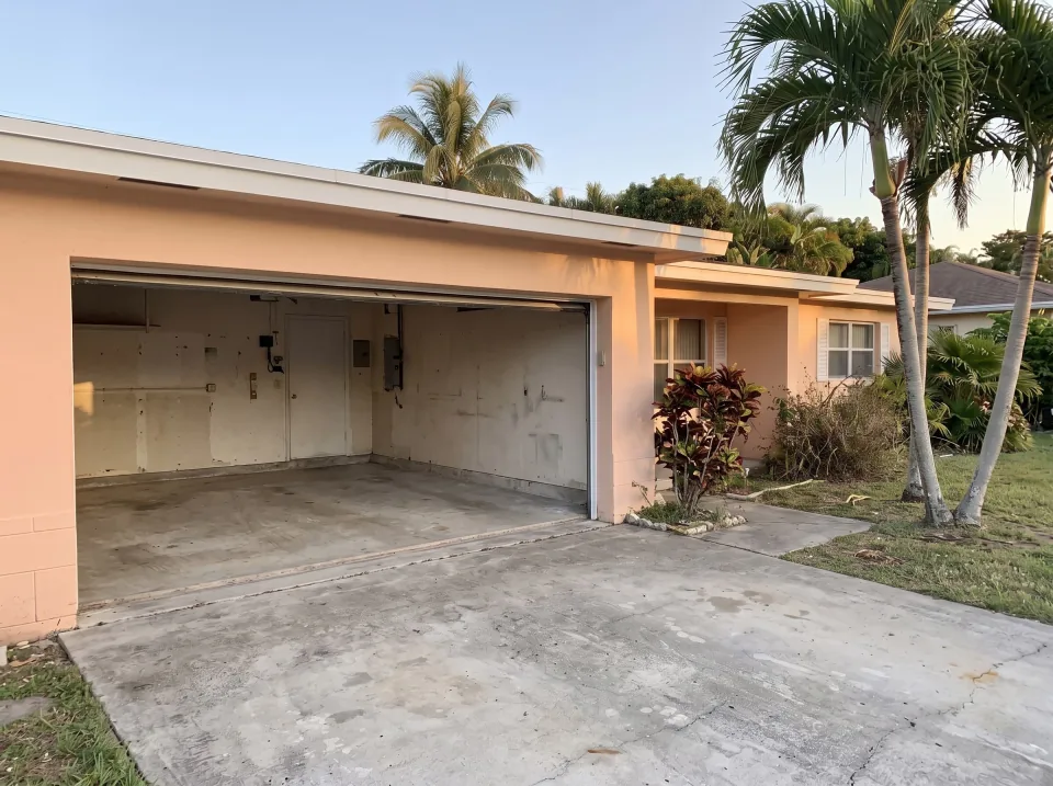 Illustration, after: the garage cleared of its contents
