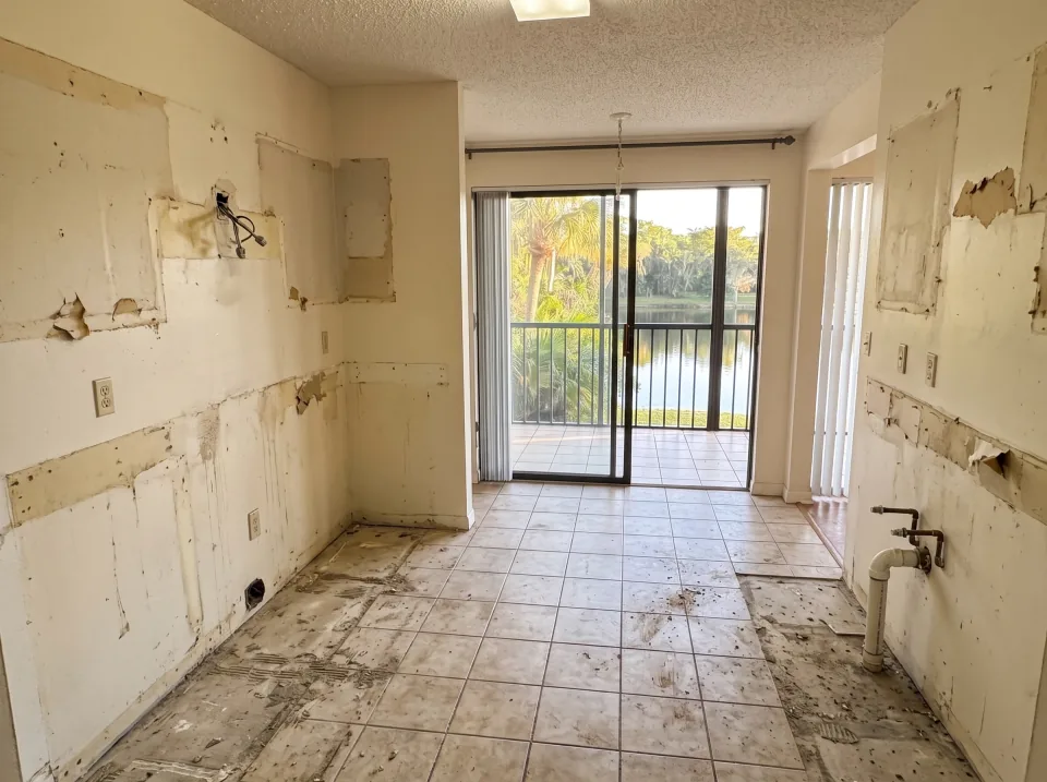 Illustration, after: the cabinets, counters and stove removed