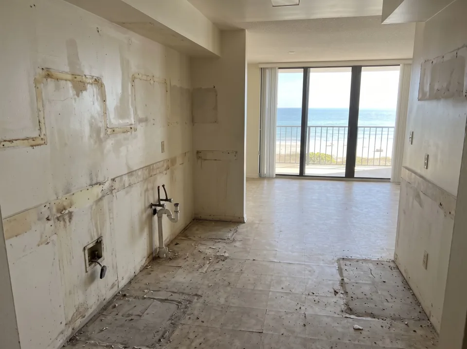 Illustration, after: the cabinets, counters and stove removed
