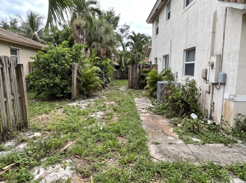 Illustration, after: all branches, fronds and the fence section removed