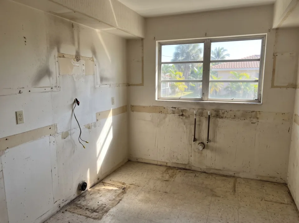 Illustration, after: the cabinets, counters and stove removed
