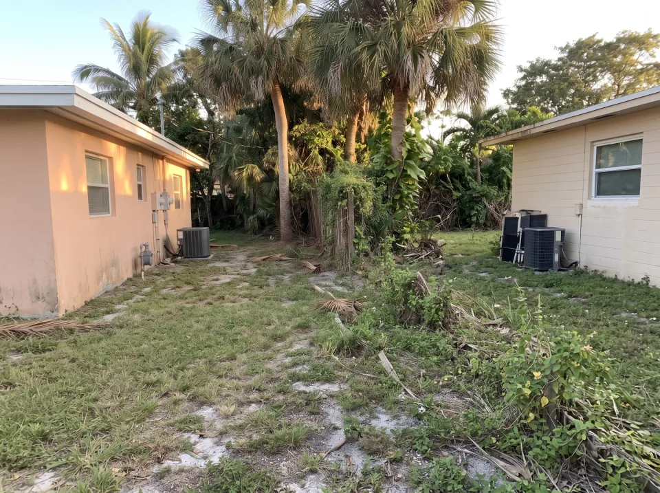 Illustration, after: the fence boards, rails and posts removed