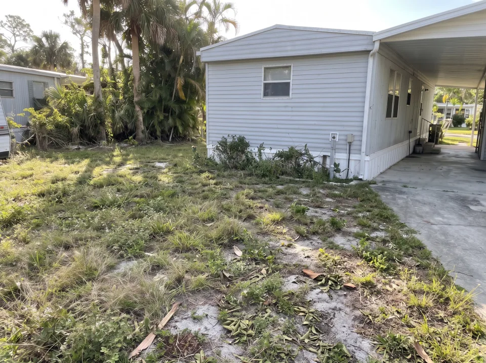 Illustration, after: all branches, fronds and the fence section removed