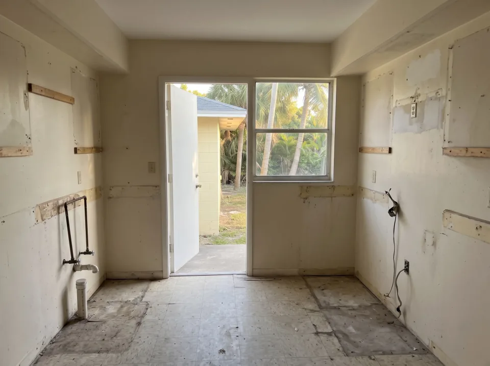 Illustration, after: the cabinets, counters and stove removed