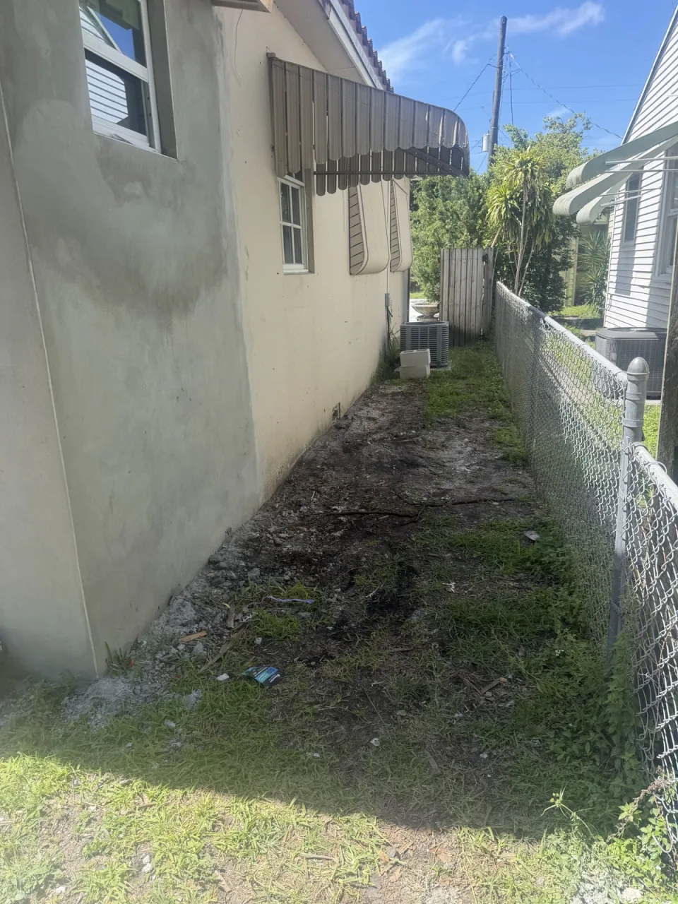 The same side yard cleared